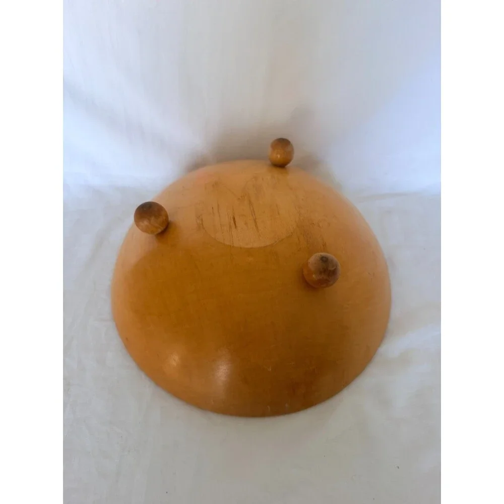 Vintage Hand Painted Footed Wooden Fruit Bowl